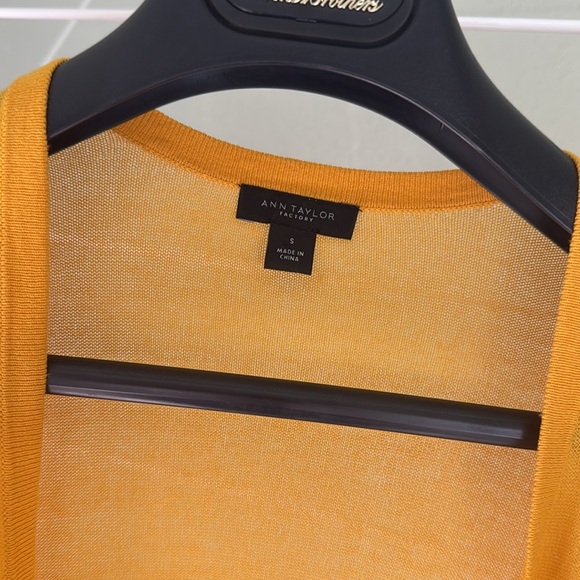 Mustard color Ann Taylor Loft open front cotton cardigan - size S (B18) - Picture 2 of 5
